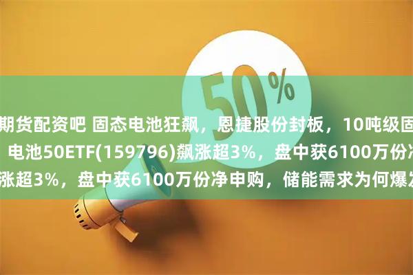 期货配资吧 固态电池狂飙，恩捷股份封板，10吨级固态电解质产线已投产！电池50ETF(159796)飙涨超3%，盘中获6100万份净申购，储能需求为何爆发？