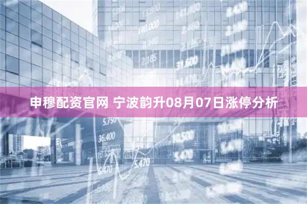 申穆配资官网 宁波韵升08月07日涨停分析