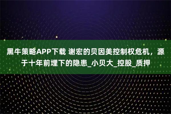 黑牛策略APP下载 谢宏的贝因美控制权危机，源于十年前埋下的隐患_小贝大_控股_质押